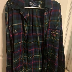 Polo plaid button-down racing stable shirt